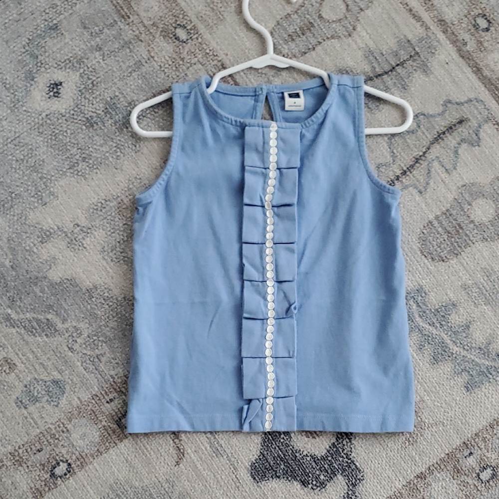 Janie and Jack Girls Blue Belle Pleated Ruffe Tank Sz4